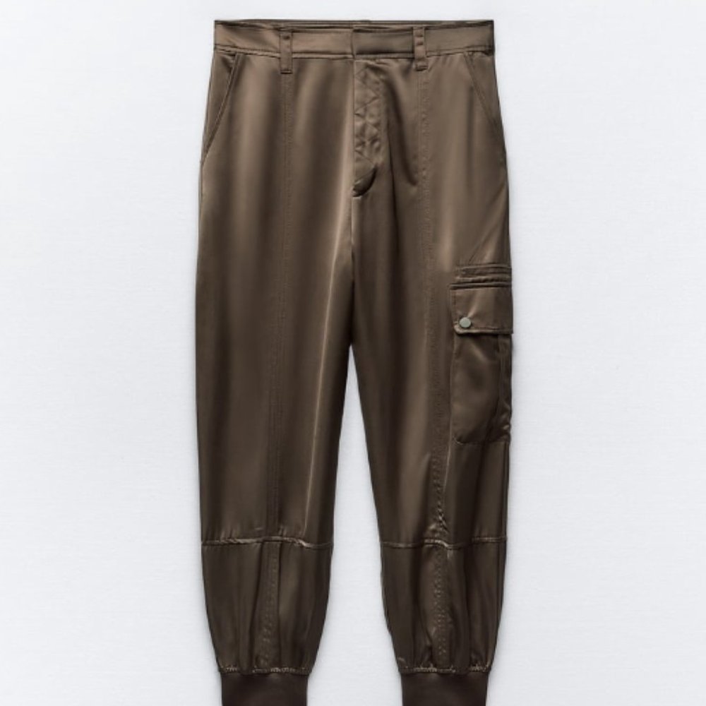 Satin Cargo Pants